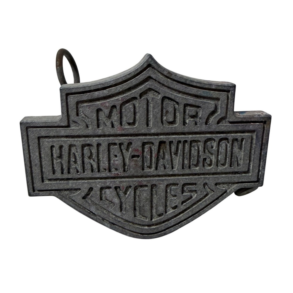Vintage Harley-Davidson Bar & Shield Trailer Hitch Cover Cast Metal Silver Grey